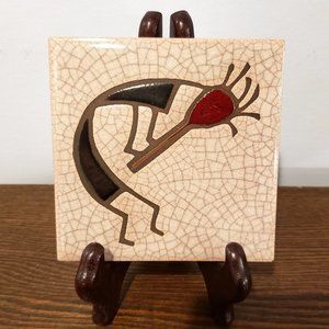 Vtg 1987 Arius Santa Fe Art Tile 4" Kokopelli Trivet New Mexico Made Italy READ